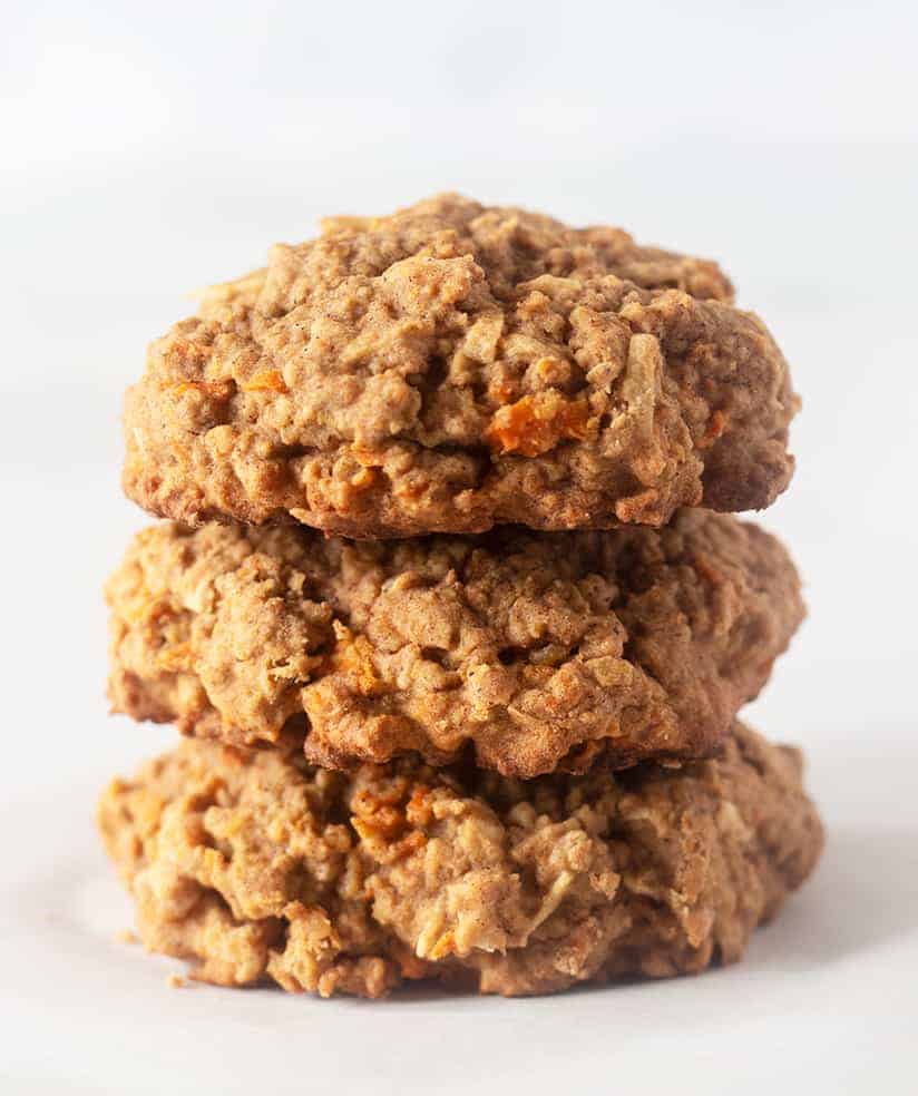 carrot cake cookies stacked