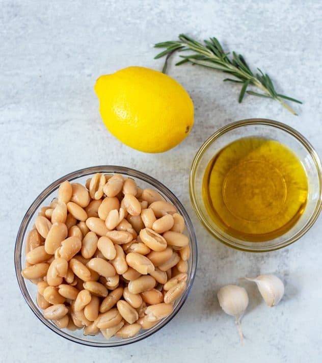 cannellini beans, lemon, rosemary, olive oil, garlic