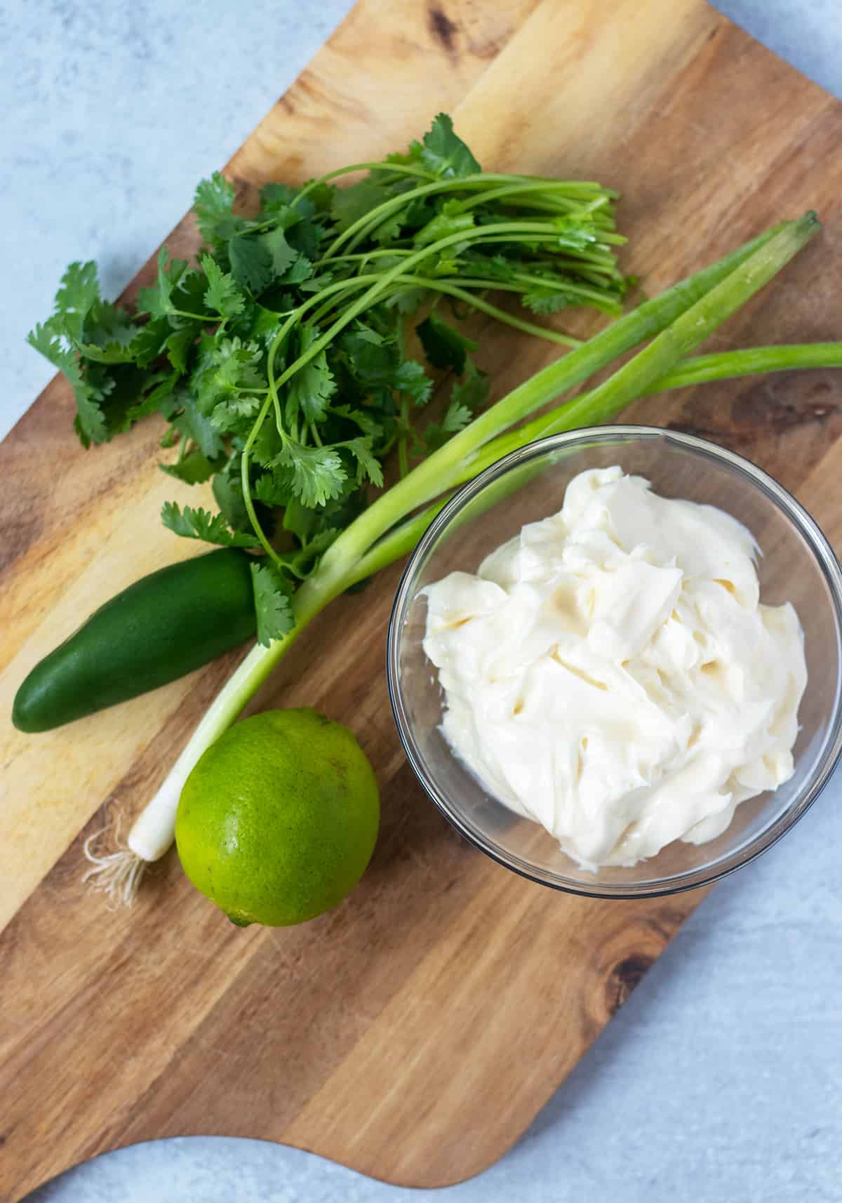 Cilanto, jalapeno, green onion, lime and mayo