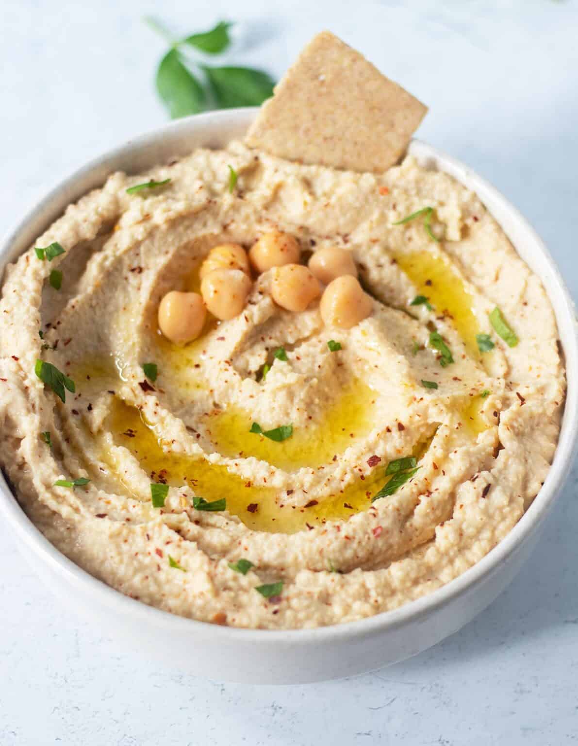 Roasted Garlic Hummus (Vegan, Easy) Apples for CJ