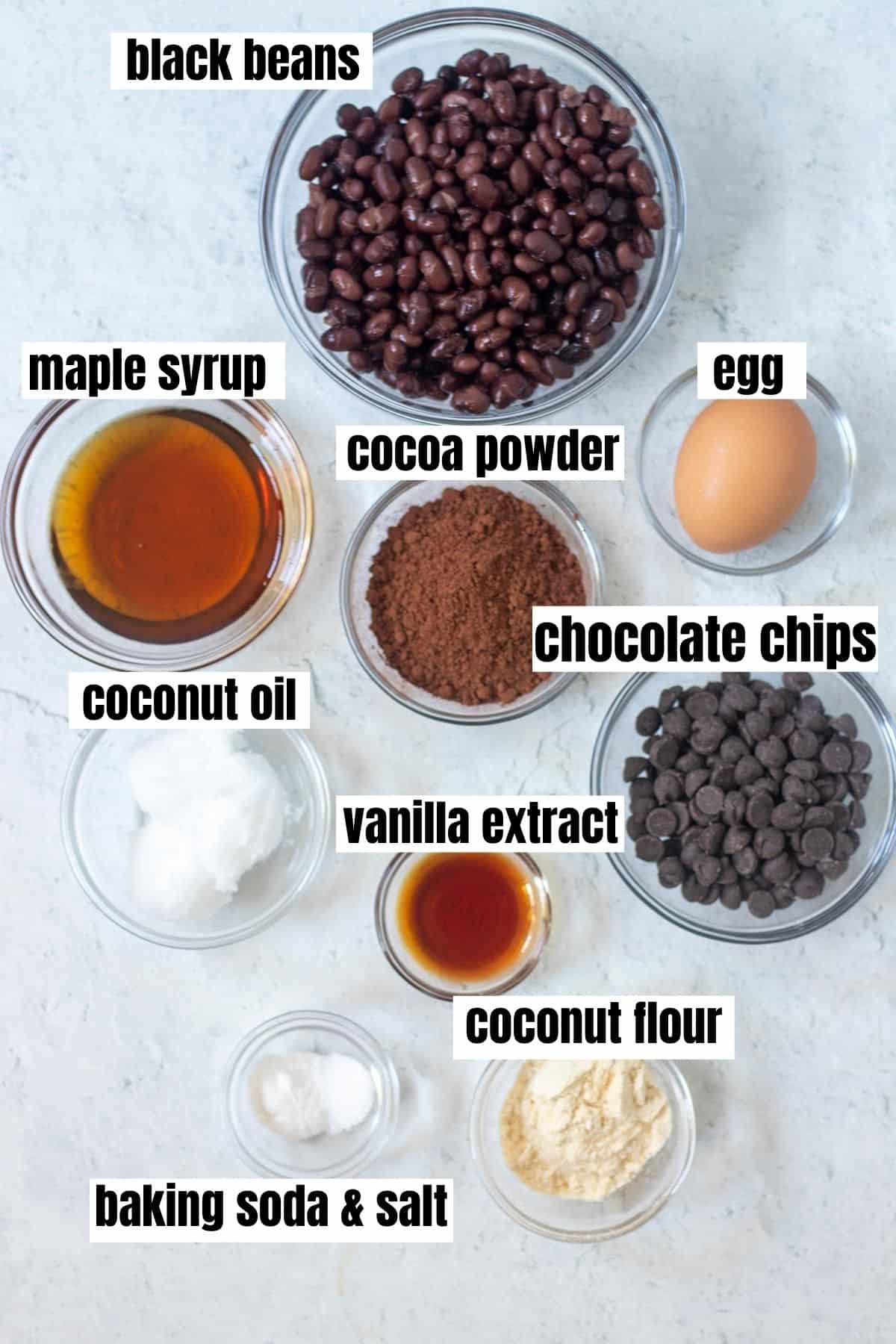 ingredients for black bean cookies