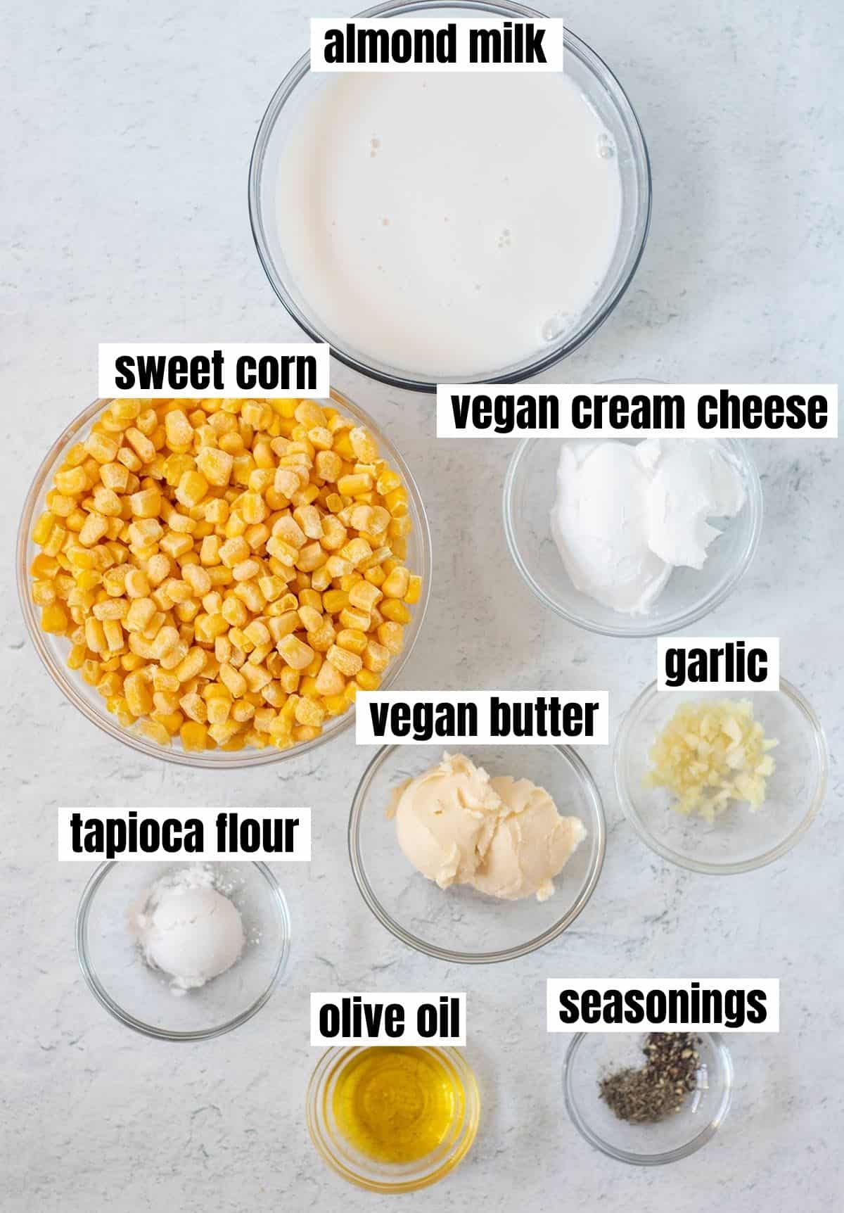 ingredients in vegan creamed corn.