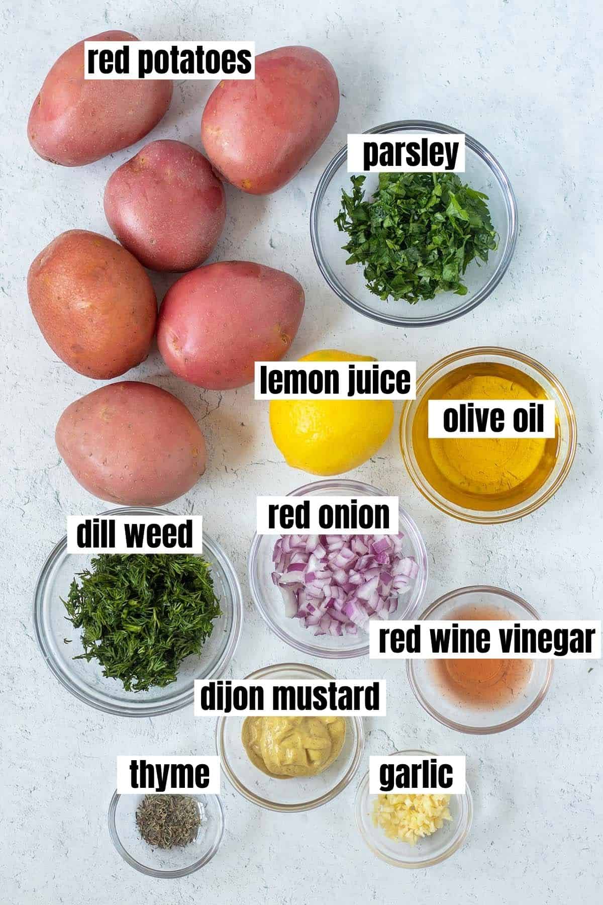 ingredients in dill potato salad.
