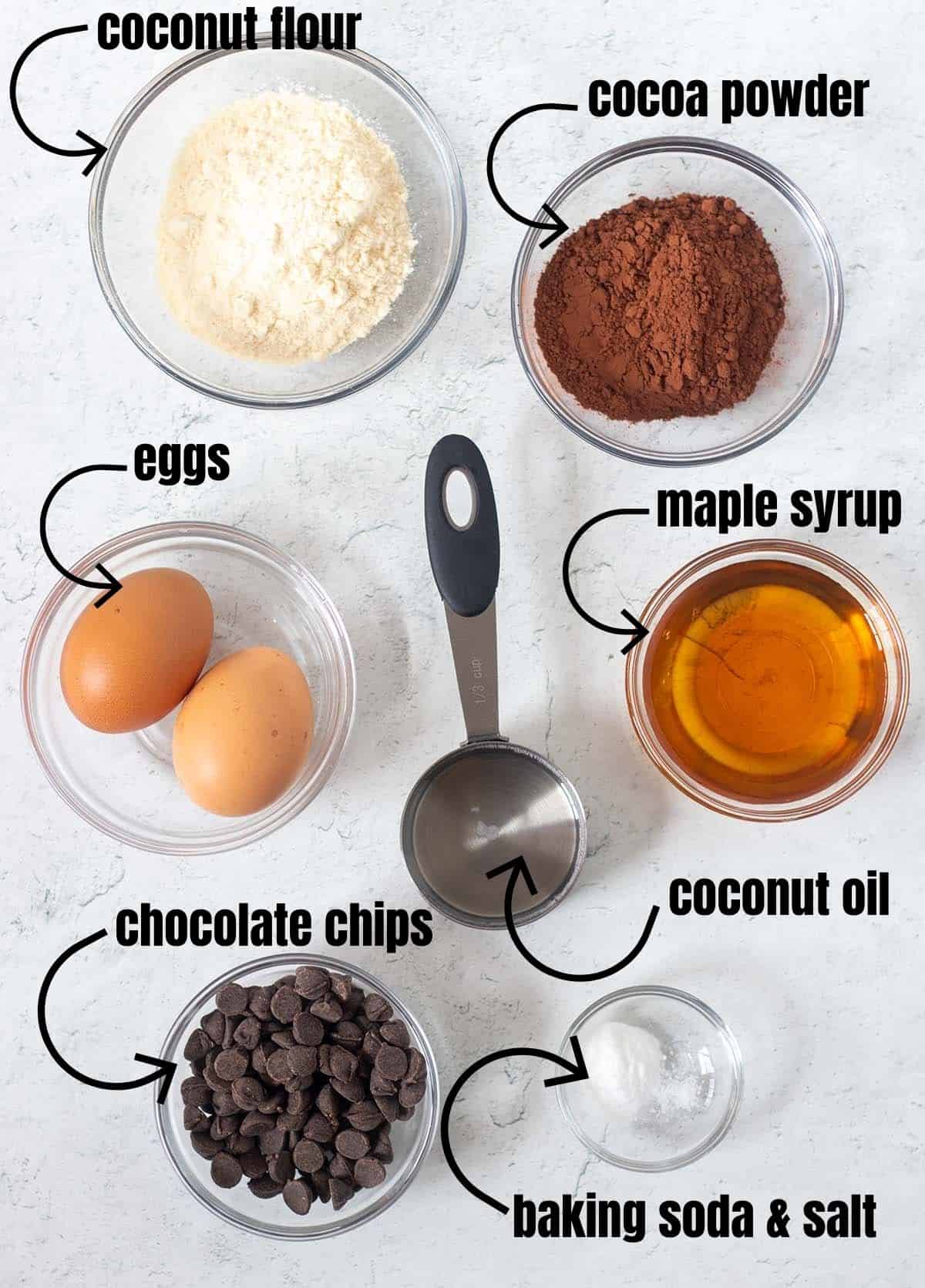 ingredients in this chocolate coconut flour cookies recipe.